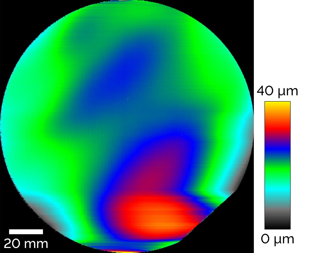 Topographie eines 150 mm SiC-Wafers